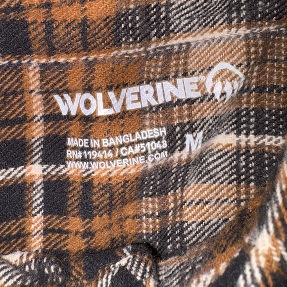 Wolverine Men’s Size M Brown & White Flannel Heavyweight Button Up Over Shirt - Picture 4 of 6